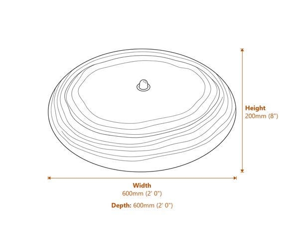 Smooth Pebble Sandstone Water Feature Dimensions Diagram