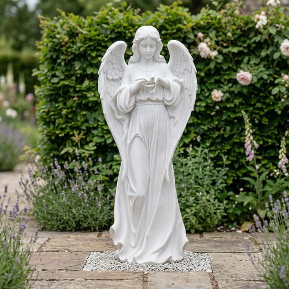 Angel of Peace Garden Statue in White