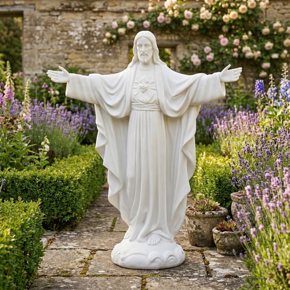 Jesus Garden Statue in White