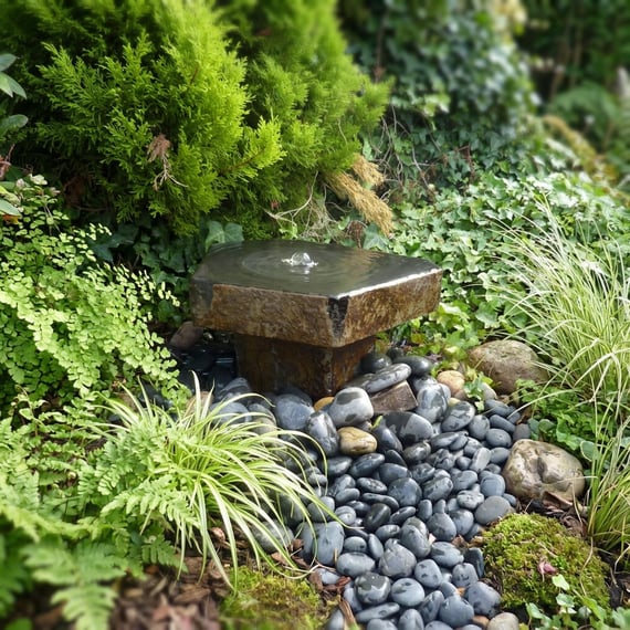Babbling Basalt Water Feature with Plinth