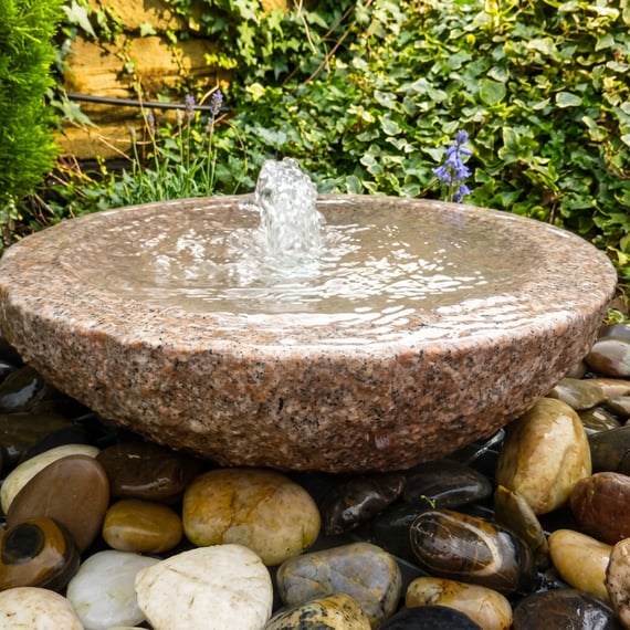 Babbling Bowl Pink Granite Water Feature