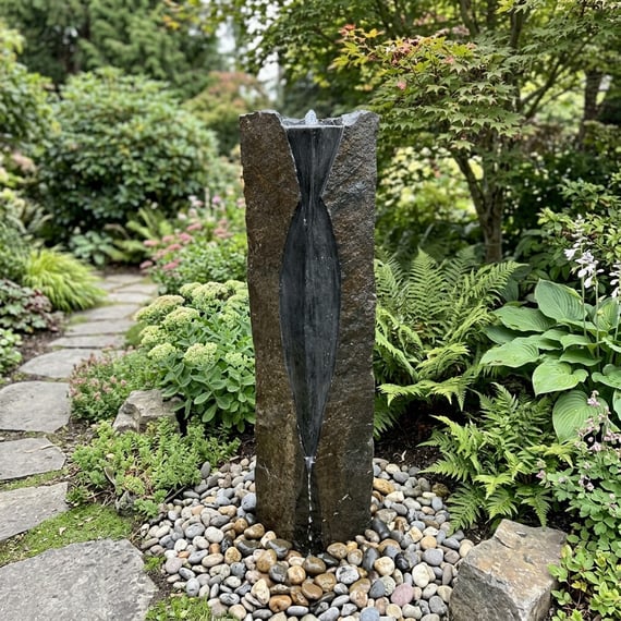 Basalt Statement Column Garden Water Feature