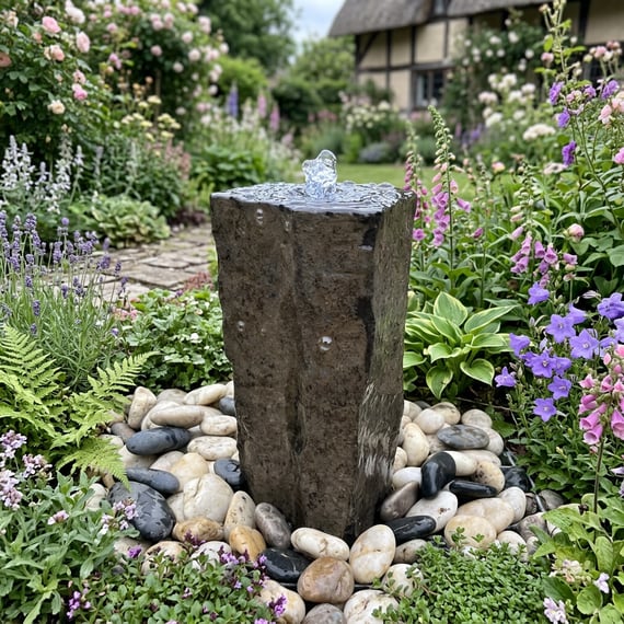 Drilled Basalt Column Water Feature 50cm