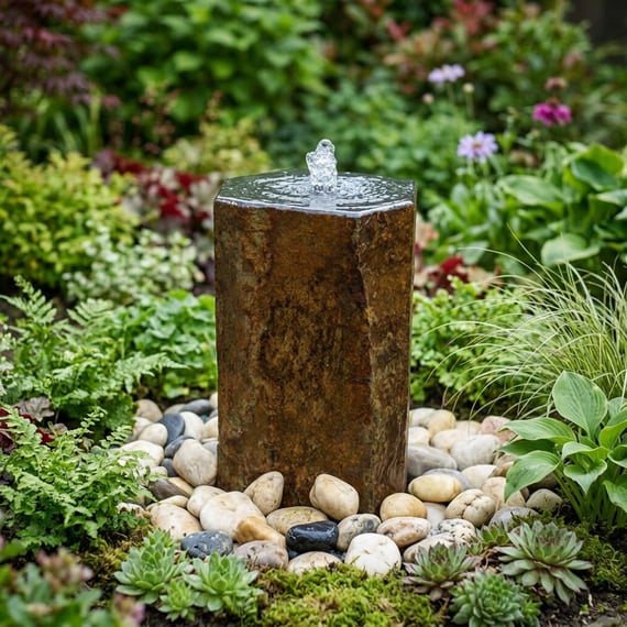 Drilled Basalt Column Water Feature 70cm