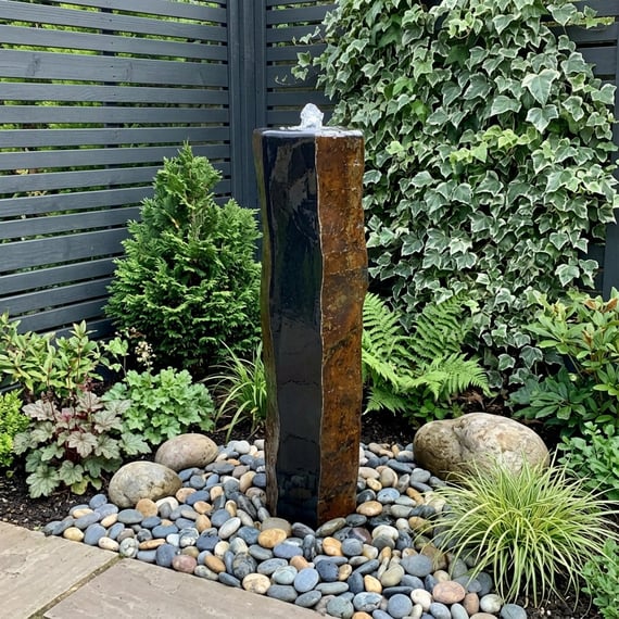 Medium Basalt Column Water Feature with Plinth