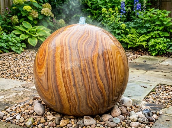 Medium Rainbow Sandstone Sphere Water Feature