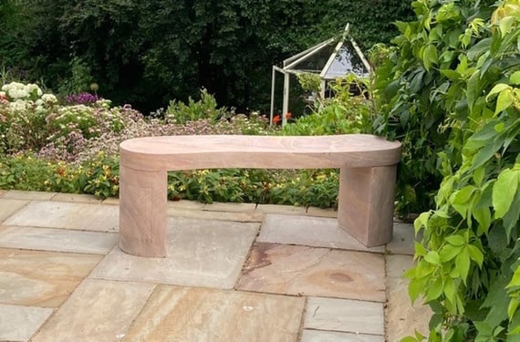 Tenbury Curved Rainbow Sandstone Garden Bench