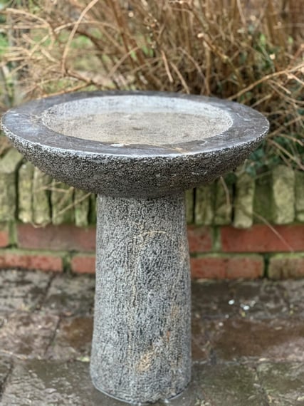 Black Limestone Round Bird Bath