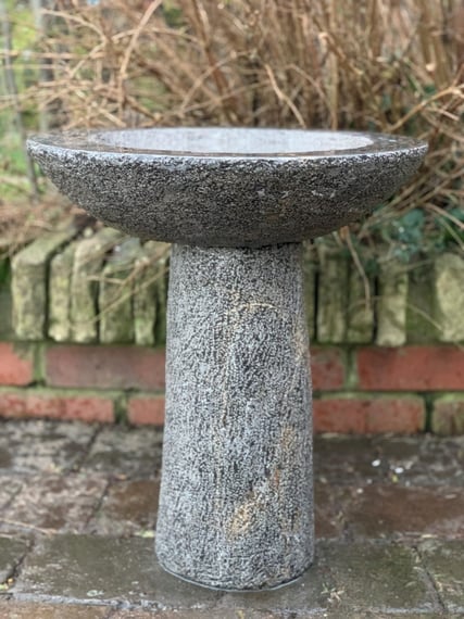 Round Black Limestone Bird Bath