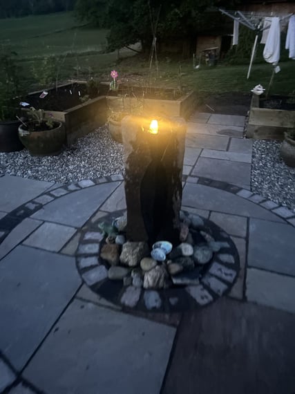 Large Basalt Column Water Feature with LED
