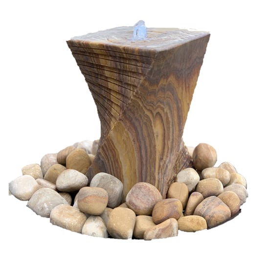 Chubby Twisted Column Sandstone Garden Water Feature