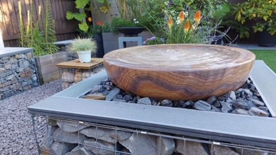 Large Sandstone Babbling Bowl Water Feature