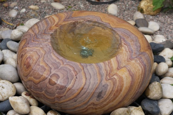 Curved Rainbow Sandstone Bowl Water Feature
