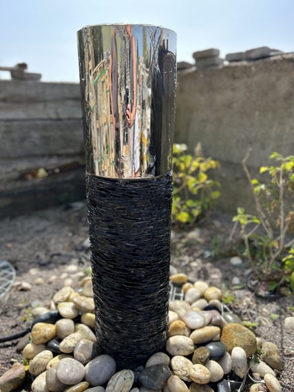Slate Column Stainless Steel Water feature