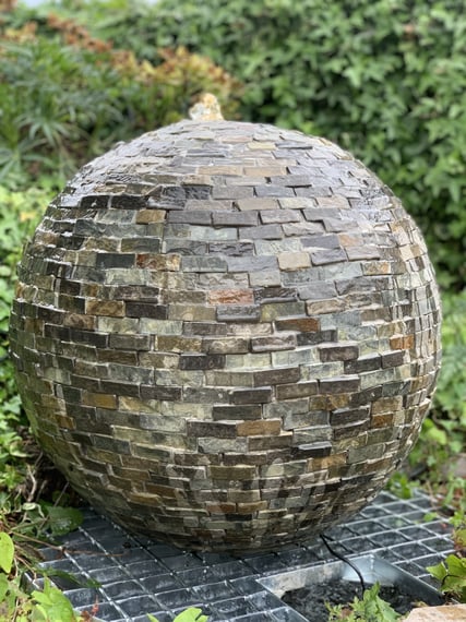 Tiled Slate Sphere Garden Water Feature 60cm
