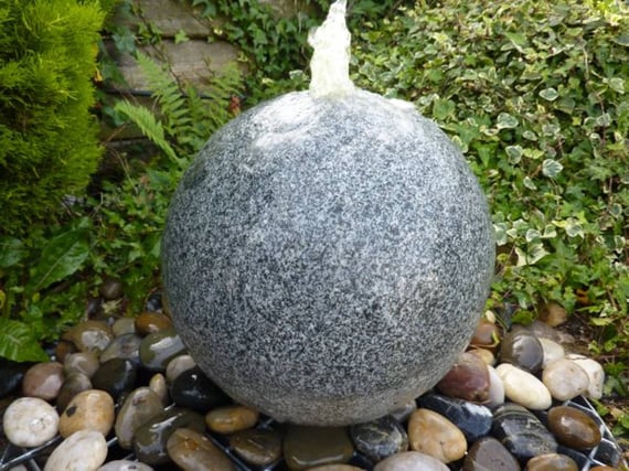 Grey Flame Granite Sphere Water Feature Original Photo