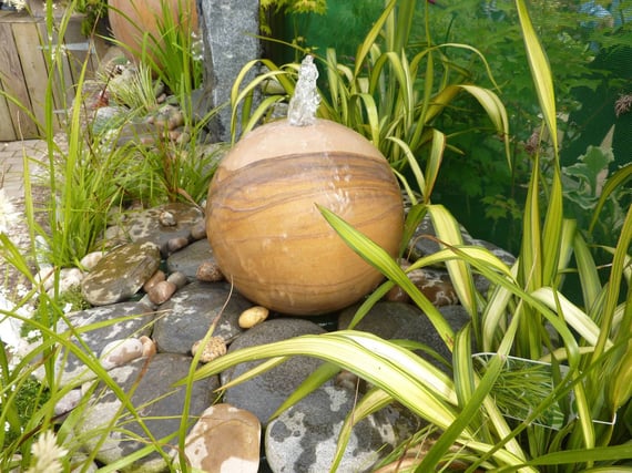 Large Rainbow Sandstone Sphere Water Feature