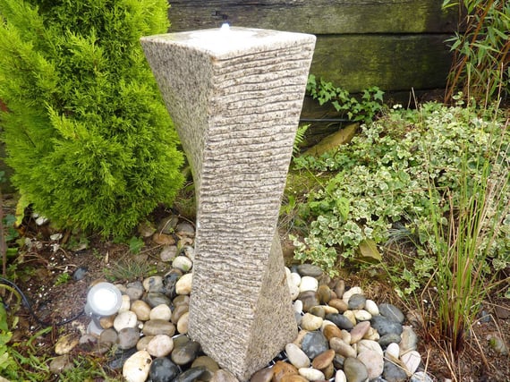 Twisted Column Beige Granite Water Feature