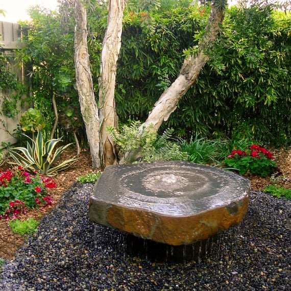 XL Basalt Slab Water Feature with Plinth