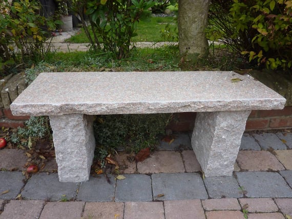 Rustic Straight Pink Granite Garden Bench - original product photo