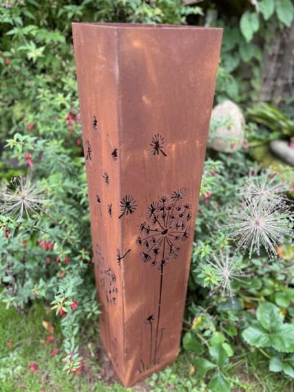 Dandelion Antiqued Steel Decorative Garden Column