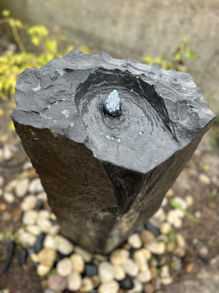 Large Basalt Column Garden Fountain