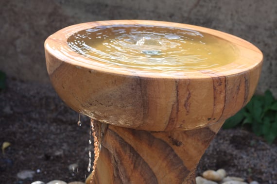 Chubby Twisted Bowl Sandstone Garden Fountain