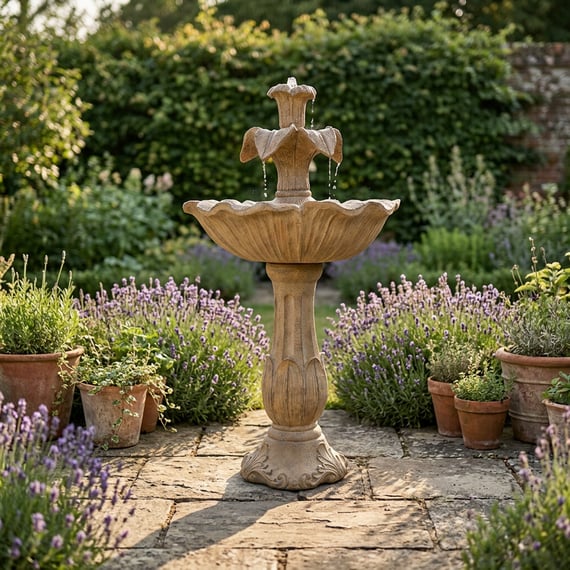 Floral Tiered Solar Water Feature
