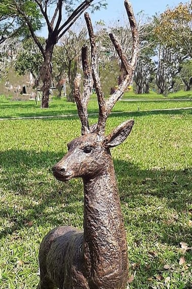 Large Standing Stag Garden Statue in Bronze