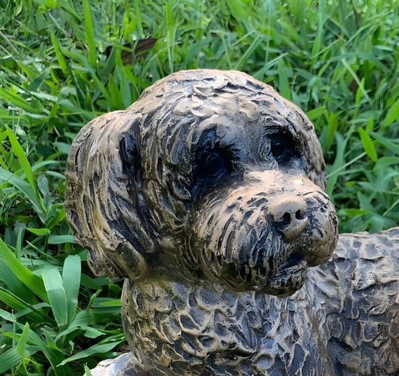 Lying Cockapoo Garden Statue in Bronze