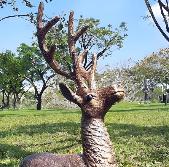 Small Standing Stag Garden Statue in Bronze