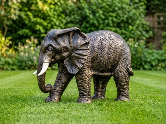 Standing Elephant Garden Ornament in Bronze