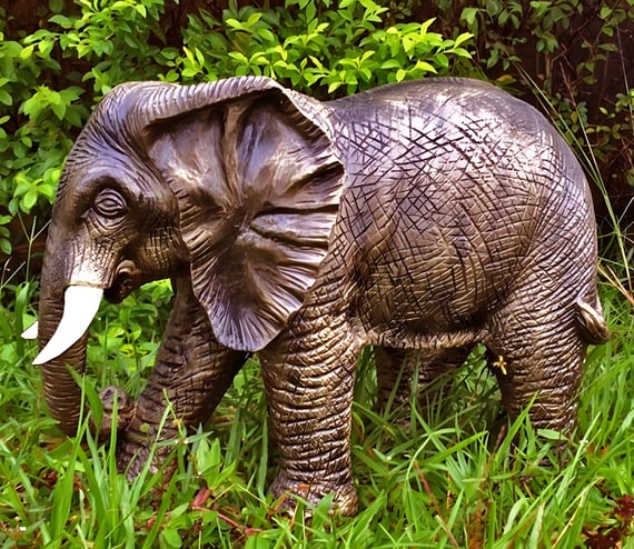 Standing Elephant Garden Ornament in Bronze - Original Photo