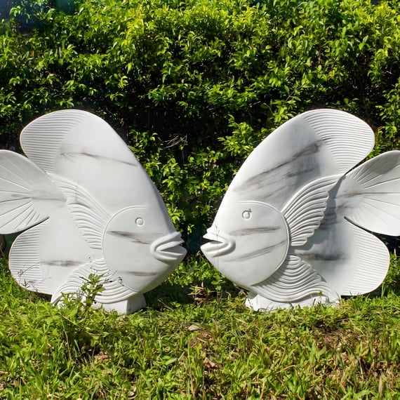 Stylised Fish Garden Ornaments in Marble