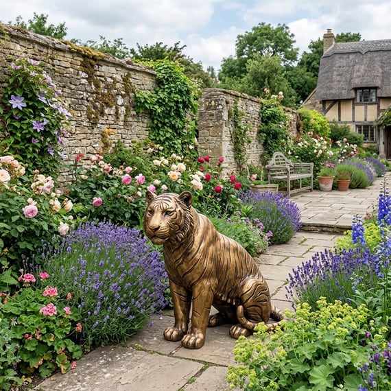 Tiger Garden Ornament in Bronze
