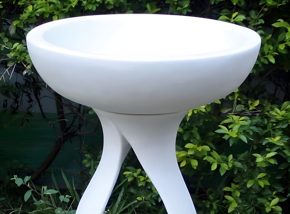 Contemporary Stone Bird Bath in White