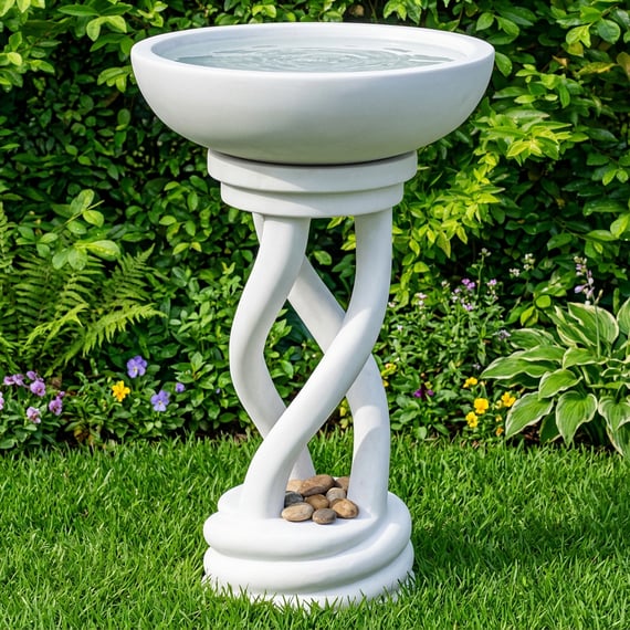 Spiral Bird Bath in White