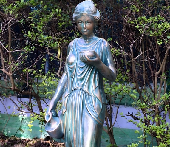 Hebe Goddess Garden Statue in Verdigris Original Photo