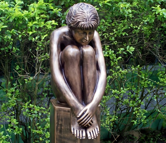 Sophia on Column Garden Ornament Bronze