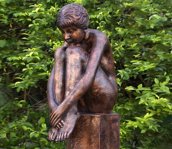 Sophia on Column Garden Statue Bronze