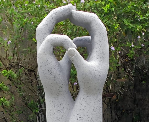 Two Hands Garden Ornament in Granite