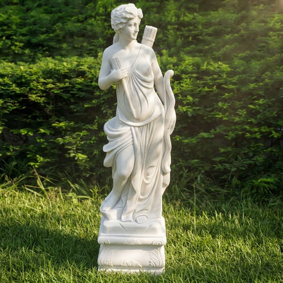 Diana the Hunter Garden Statue Small in Garden Setting