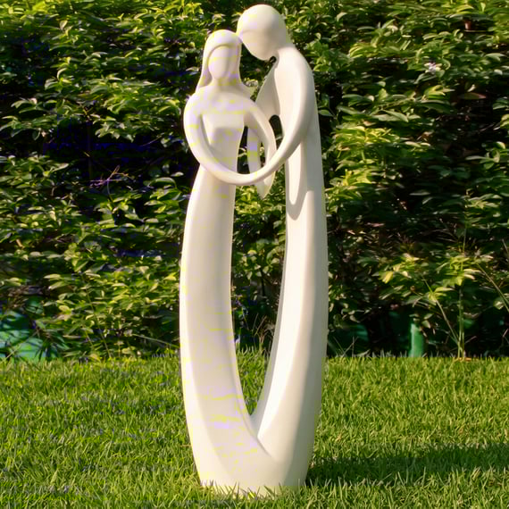 Endless Love Garden Statue in garden setting with manicured lawn