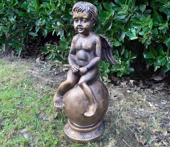 Patient Cherub Garden Ornament in Bronze Original