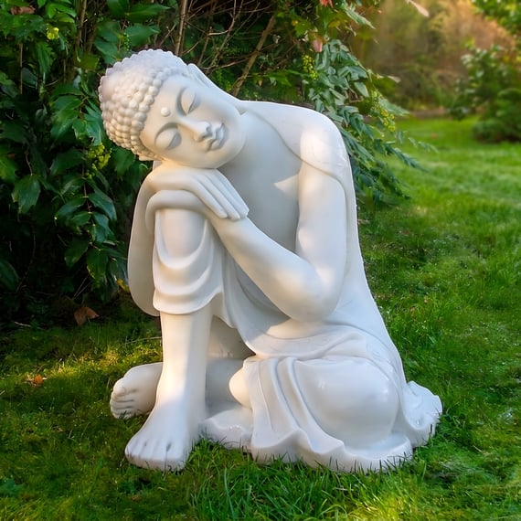 Sleeping Deity Garden Ornament in White