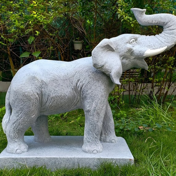 Roaring Elephant Garden Ornament in Granite