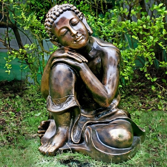 Sleeping Deity Garden Ornament in Bronze