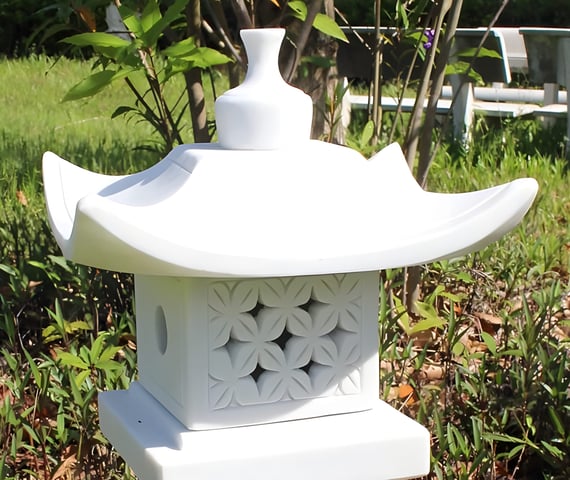 White Oriental Lantern Garden Statue