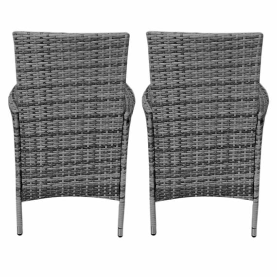 Radiant 3 Piece Rattan Bistro Set Grey Chair Backs