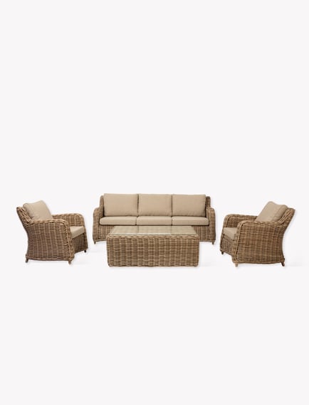 lechlade rattan 3 seater sofa natural weave detail